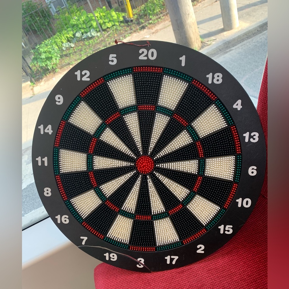 Solid Black and White Dartboard (No Darts)
